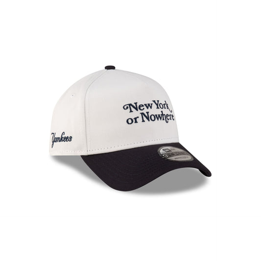 New York or Nowhere x New York Yankees White Wordmark 9FORTY A-Frame Snapback Hat