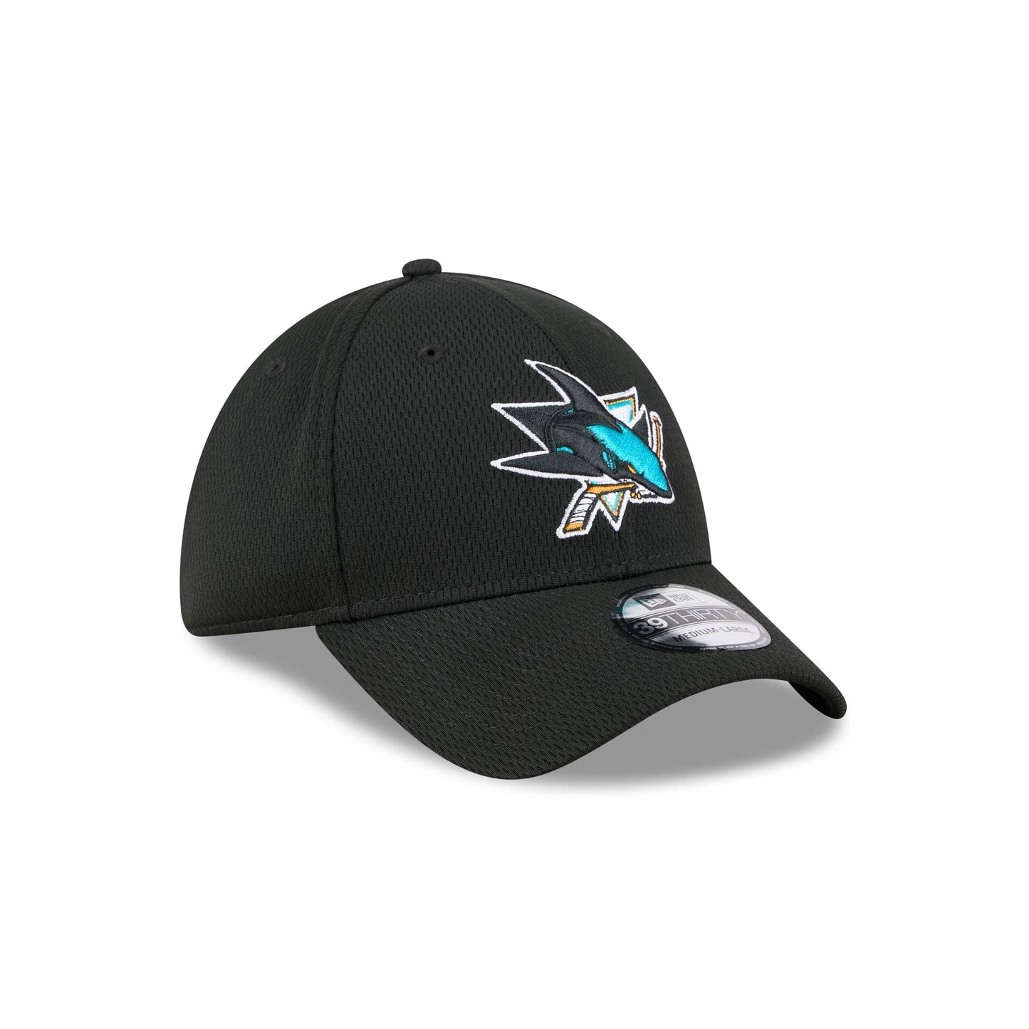 San Jose Sharks Black 39THIRTY Stretch Fit Hat