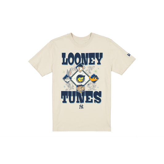 New York Yankees Looney Tunes Diamond Chrome White T-Shirt