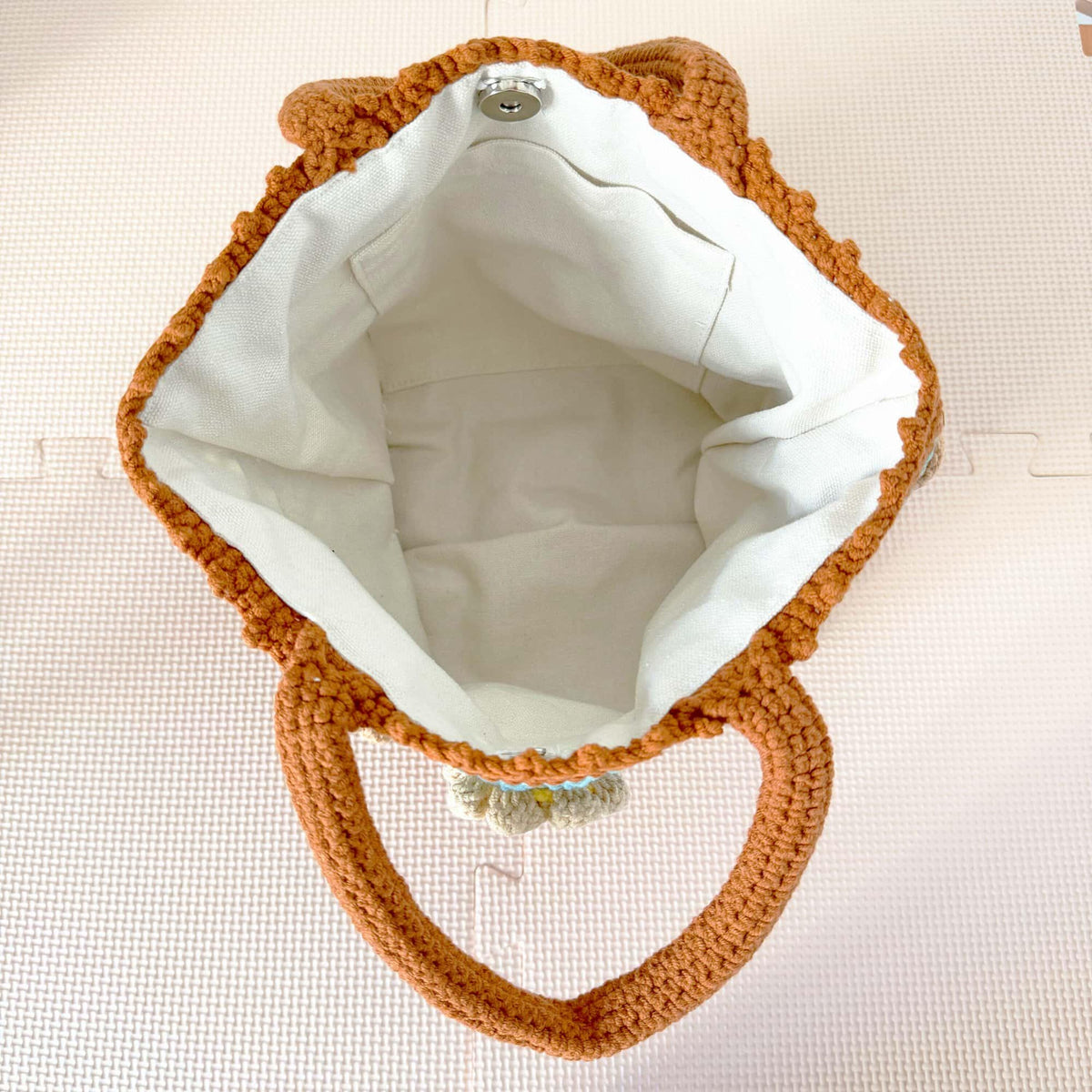 Handmade Crochet Granny Square Bag: Colorful Boho Yarn Tote