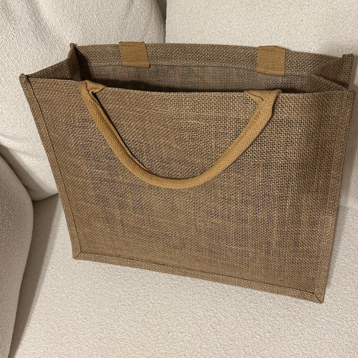 Granny Square Jute/Burlap Tote Bag - Fall Colors