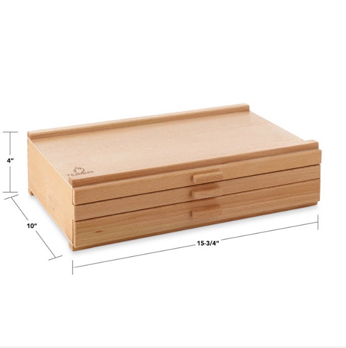 Wooden Multi-Drawer Art Supply Storage Box – Organizer for Pastels, Pencils, Brushes & Drawing Tools – 3, 4, 6, 10 or 12 Drawers