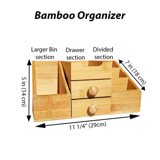 3-Piece Bamboo Organizer set, modular and magnetic design, stylish eco-friendly storage solution for office or home