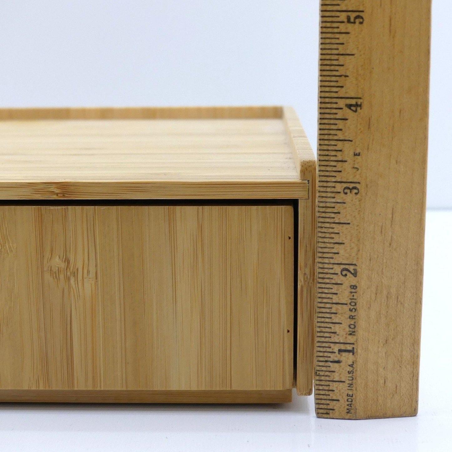 Set of 2 Bamboo Monitor Stands with Pull-Out Storage Drawers – Stackable Desktop Organizer