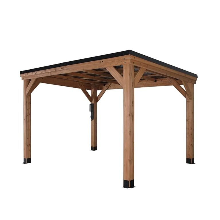 Backyard Discovery Arcadia 12ft x 9.5ft Cedar Gazebo Slope Roof with PowerPort