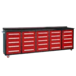 10ft 25-Drawer Storage Workbench with Wheels