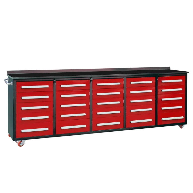 10ft 25-Drawer Storage Workbench with Wheels