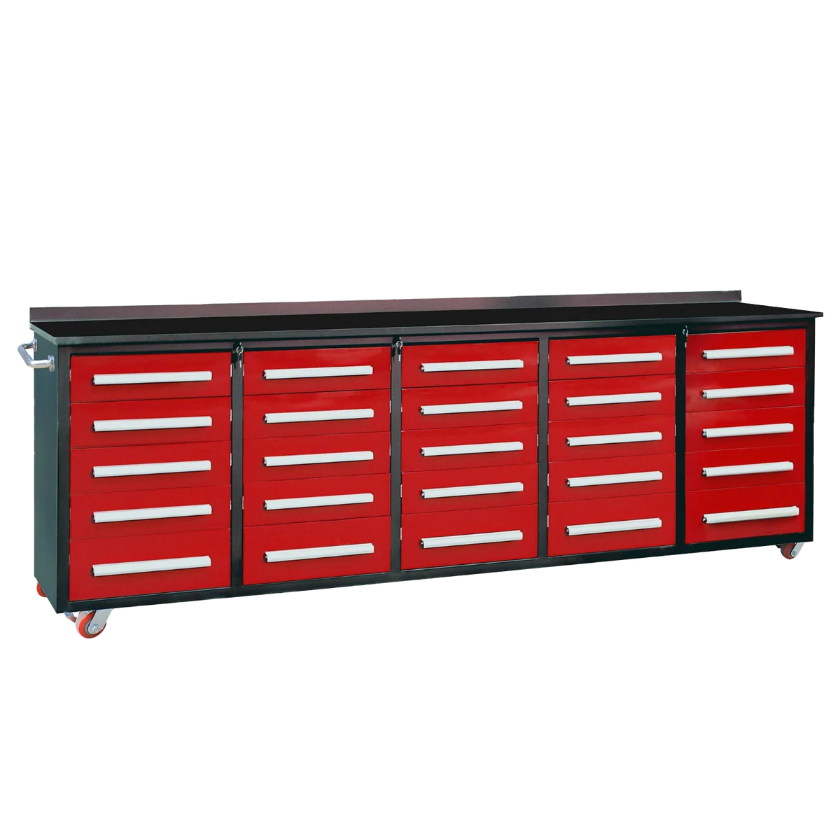 10ft 25-Drawer Storage Workbench with Wheels 10ft 25-Drawer Storage Workbench with Wheels