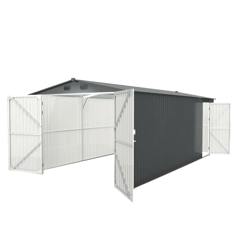 10'x20' Metal Garage Shed with Double Front Doors, Side Entry Door