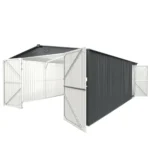 13'x20' Metal Garage Shed with Double Front Doors, Side Entry Door