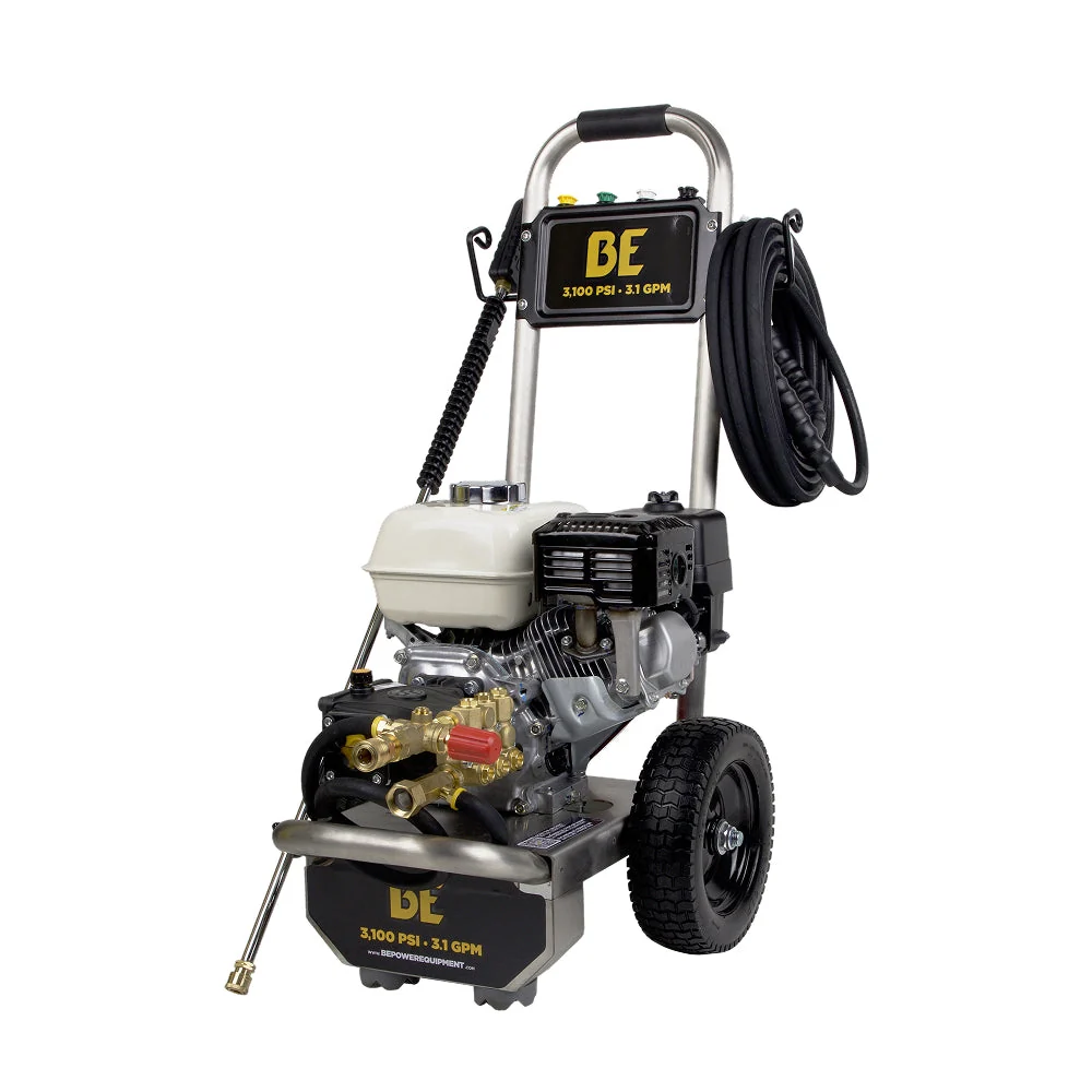 3,100 PSI 3.1 GPM Cold Water Gas Pressure Washer with Honda GX200 Engine and CP Triplex Pump on Stainless Steel Frame - B3165HSAS 3,100 PSI 3.1 GPM Cold Water Gas Pressure Washer with Honda GX200 Engine and CP Triplex Pump on Stainless Steel Frame - B3165HSAS