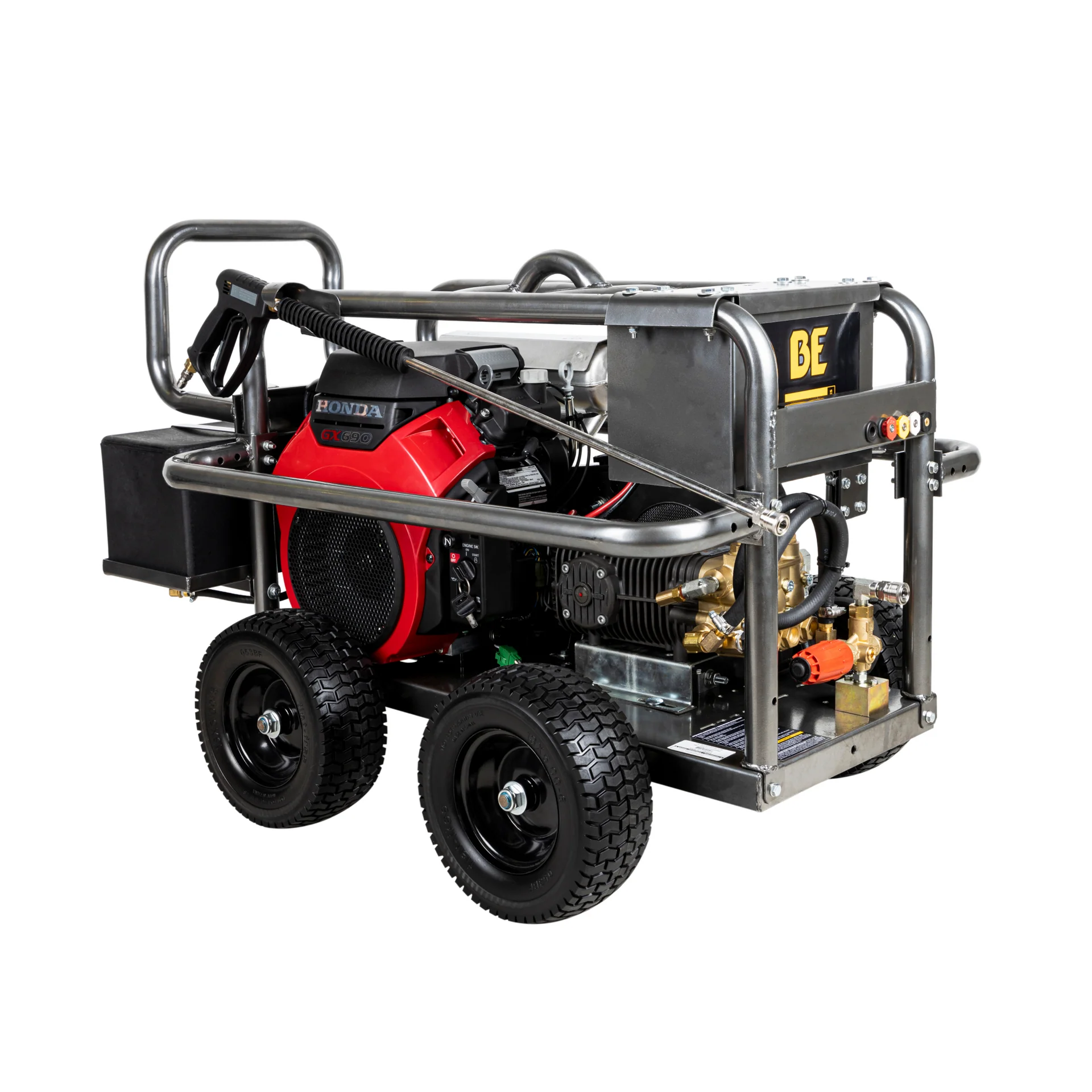 5,000 PSI 5.0 GPM Cold Water Gas Pressure Washer with Honda GX690 Engine and Comet Belt Drive Triplex Pump on Roll Cage Frame - PE-5024HWEBCOM 5,000 PSI 5.0 GPM Cold Water Gas Pressure Washer with Honda GX690 Engine and Comet Belt Drive Triplex Pump on Roll Cage Frame - PE-5024HWEBCOM