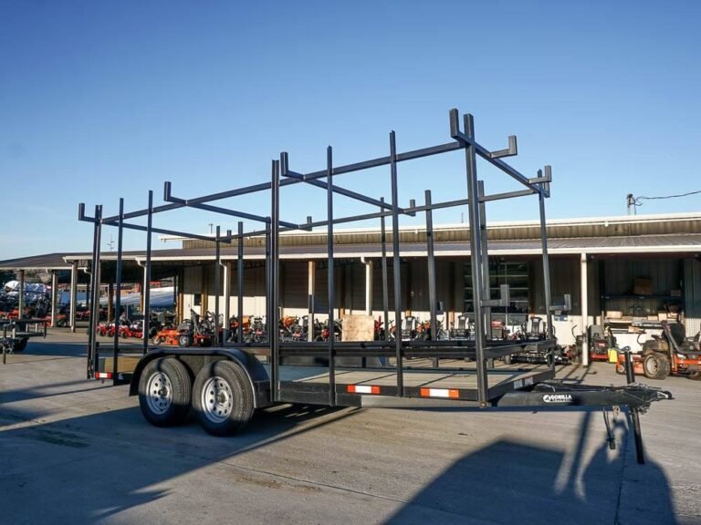 6.4 x 16 Straight Deck Tandem Axle Utility Trailer w/ 6ft Ladder Racks