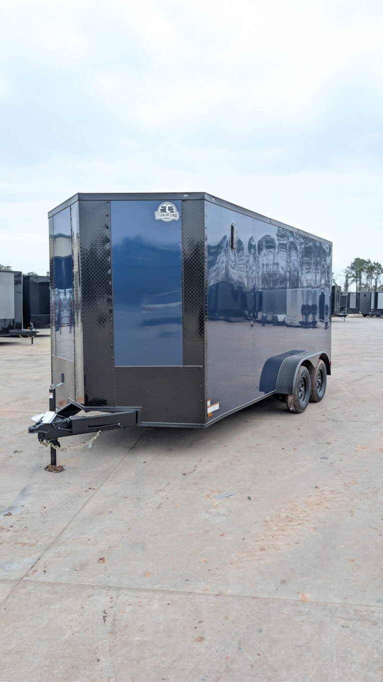 7×16 Indigo Blue blackout Enclosed Cargo Trailer (Titanium Cargo)