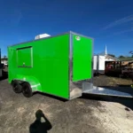7x14 Hook and Line Cargo Green Concession Trailer for Sale