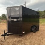 7x14 Titanium Cargo Black Blackout Ladder Rack Edition Enclosed Trailer for Sale
