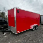 7x16 Hook and Line Cargo Red Enclosed Cargo Trailer for Sale