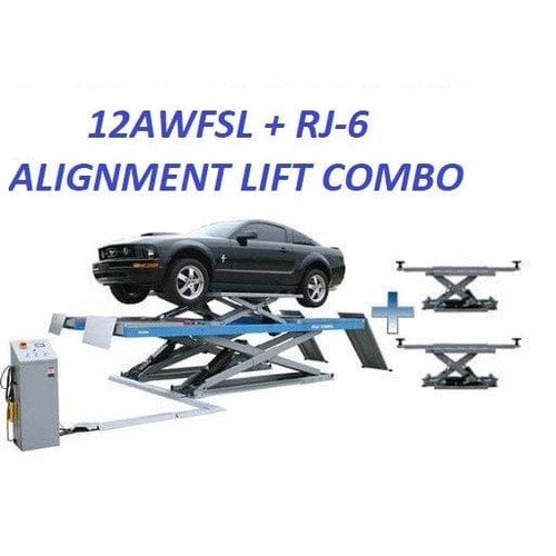 Atlas 12AWFSL Alignment Scissor Lift and RJ-6 Rolling Jack Combo Atlas 12AWFSL Alignment Scissor Lift and RJ-6 Rolling Jack Combo