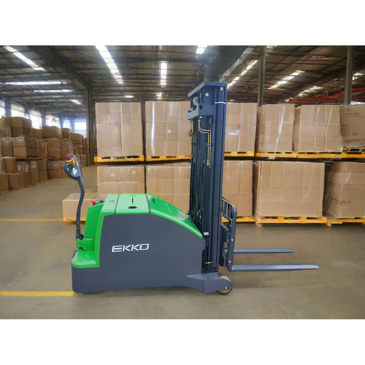 Counterbalanced Walkie Stacker | 3000 lbs | 130" Height | EKKO EK14C-130LI Counterbalanced Walkie Stacker | 3000 lbs | 130" Height | EKKO EK14C-130LI