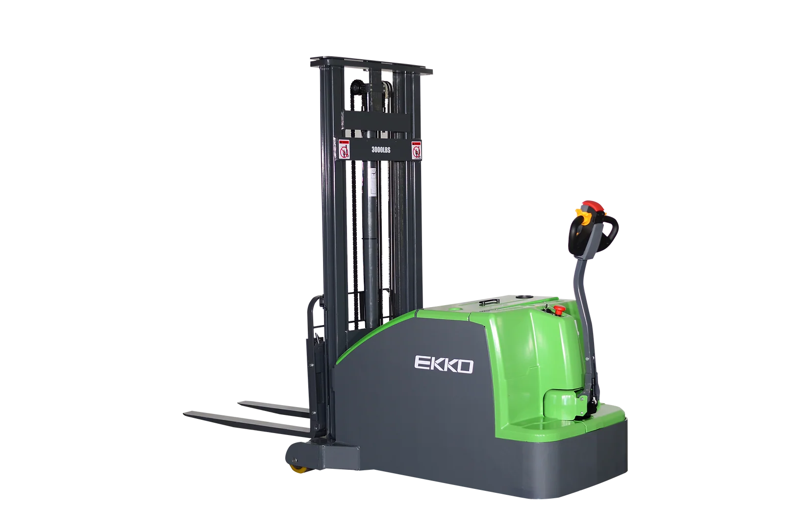 EKKO Lithium Counterbalanced Walkie Stacker 3000 lbs Capacity 130" Raised Height EK14CS-130Li EKKO Lithium Counterbalanced Walkie Stacker 3000 lbs Capacity 130" Raised Height EK14CS-130Li