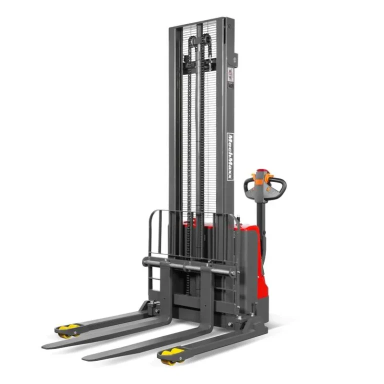 MechMaxx 202008 F26-138S Electric Straddle Stacker 2640 lb Lithium Battery 138" Lift Adjustable Forks & Legs