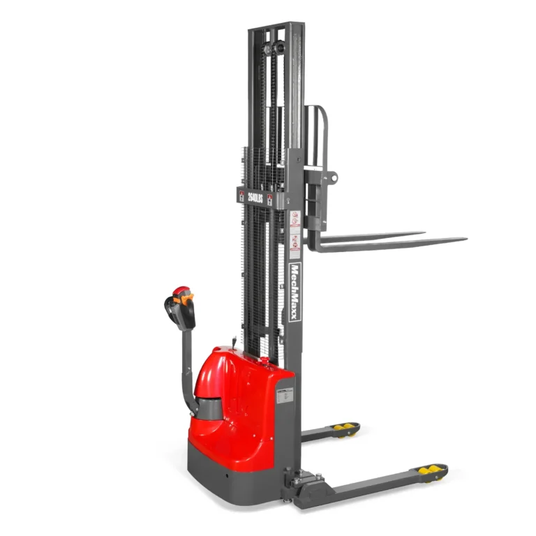 MechMaxx 2640lbs Electric Straddle Stacker, 138" Lift, Adjustable Legs & Forks, F26-138SLA