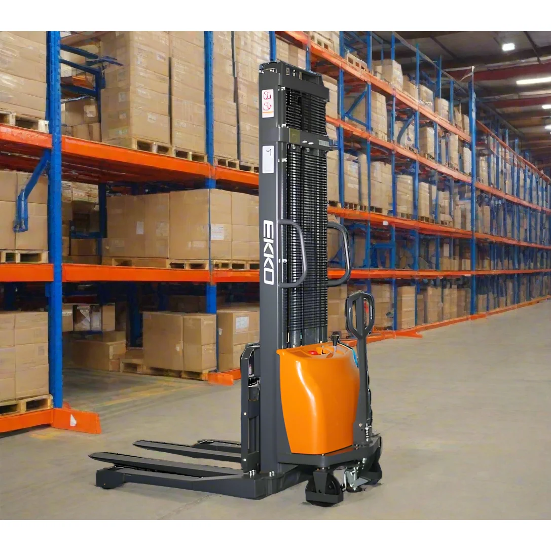 Semi-Electric Straddle Stacker | 3300 lb. Cap.| 138" Height | EKKO EA15A-138 Semi-Electric Straddle Stacker | 3300 lb. Cap.| 138" Height | EKKO EA15A-138